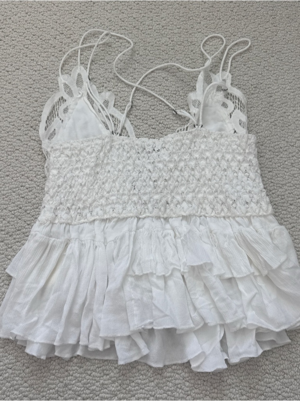 Free People White Crochet Lace Ruffled Cami - Picture 5 of 9